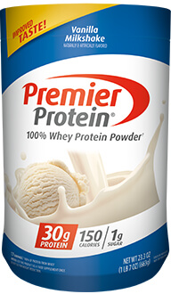 Image of Premier Protein Vanilla 100% Whey Powder 23.3 oz. Container Package